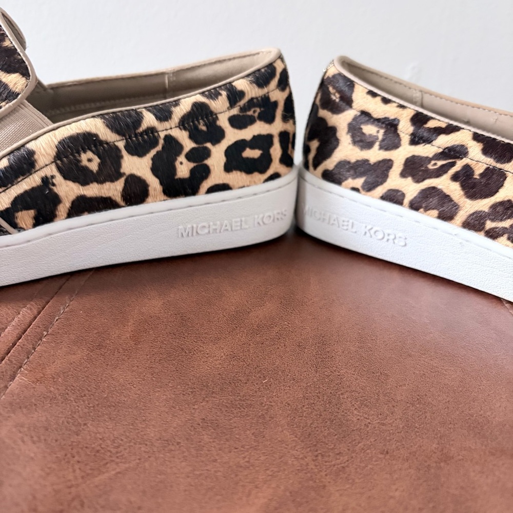 Michael Kors Keaton Leopard Calf Hair Slip On Sneakers - Picture 7 of 9
